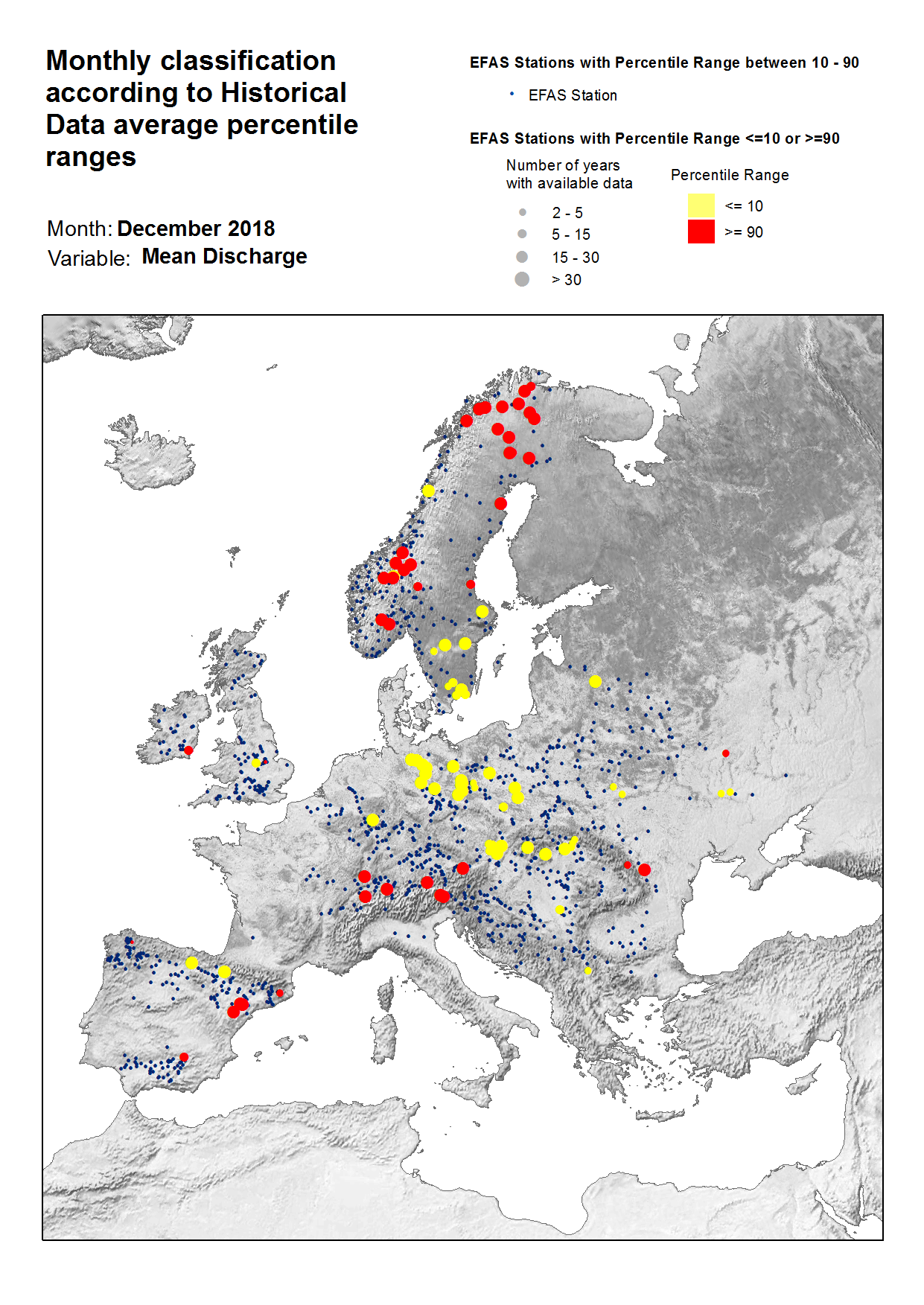 Figure 3. Monthly discharge anomalies December 2018.