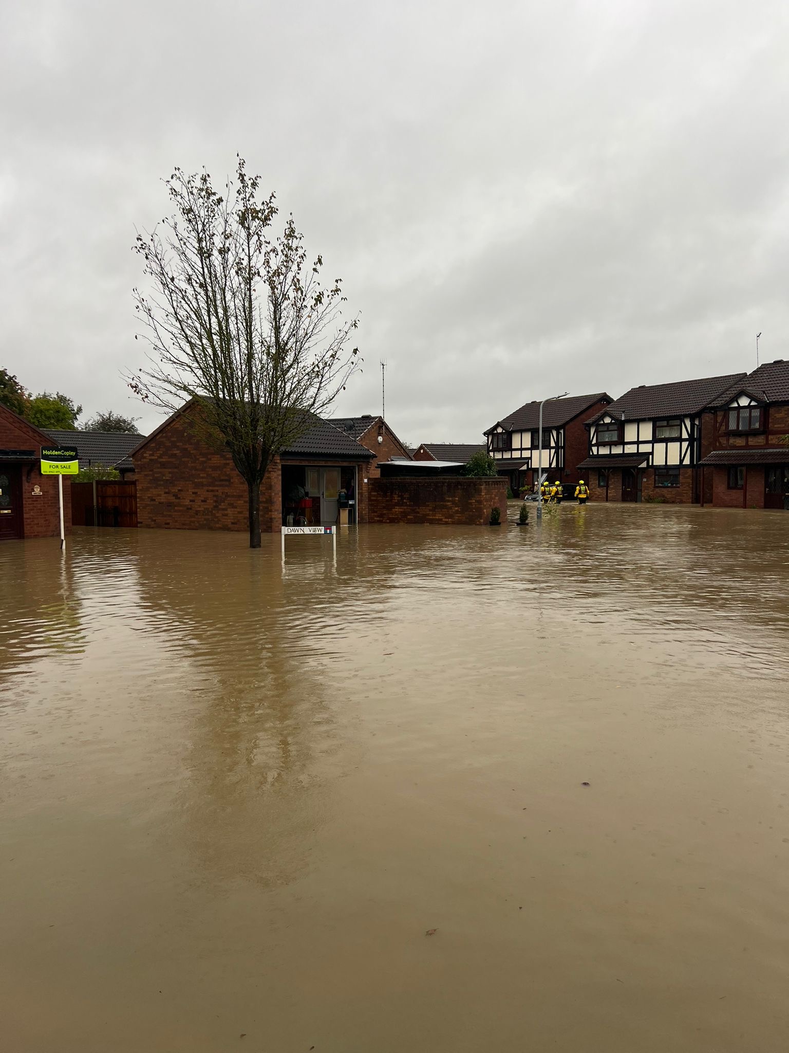 Floods in Nottinghamshire, UK, following heavy rain from Storm Babet. Credit: Nottinghamshire Fire and Rescue Service