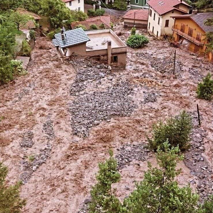 Flood damage in Como Province, Lombardy, Italy in July 2021