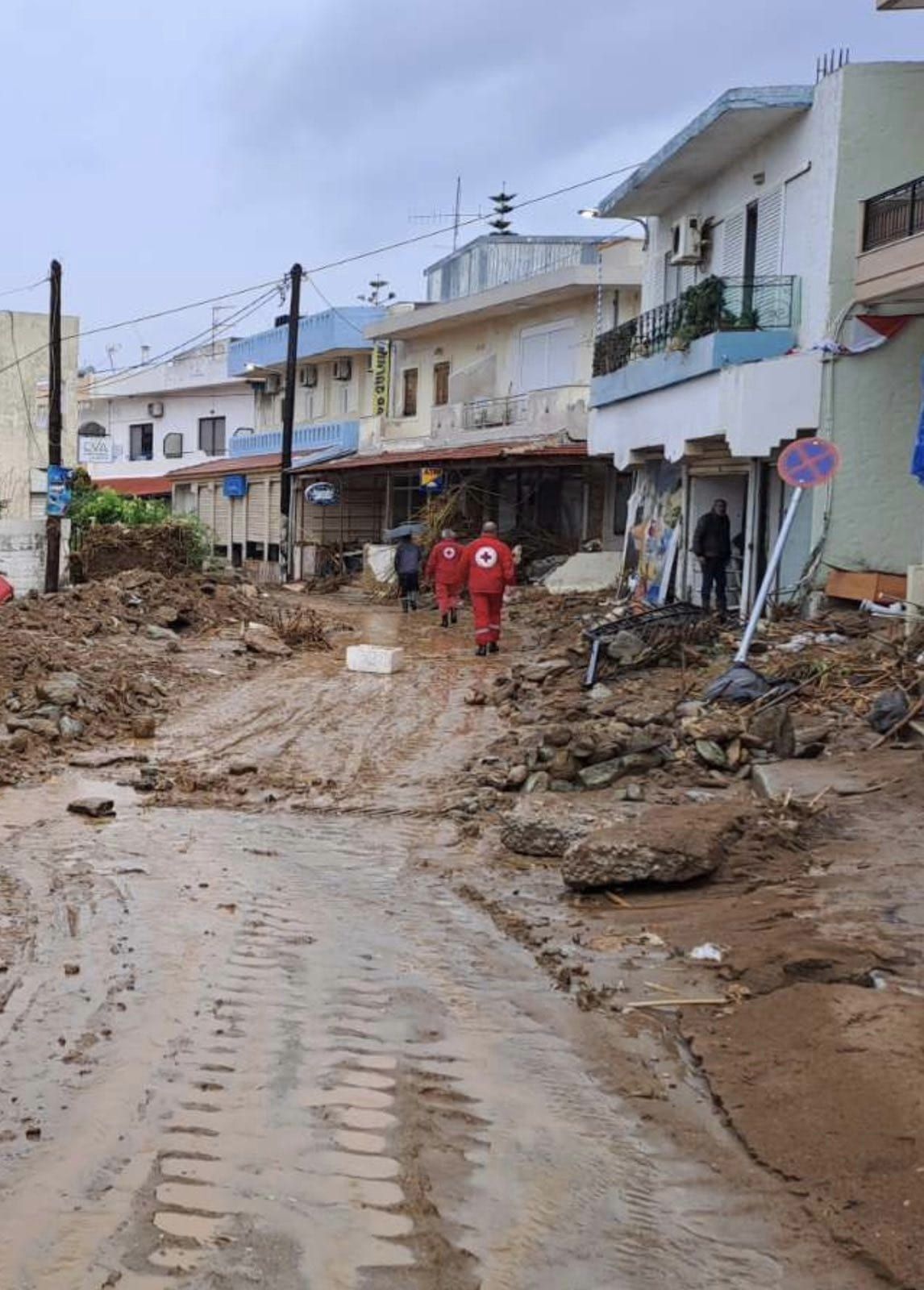 Flood damage in Agia Pelagia, Heraklion, Crete, 15 October 2022. Photo: Hellenic Red Cross