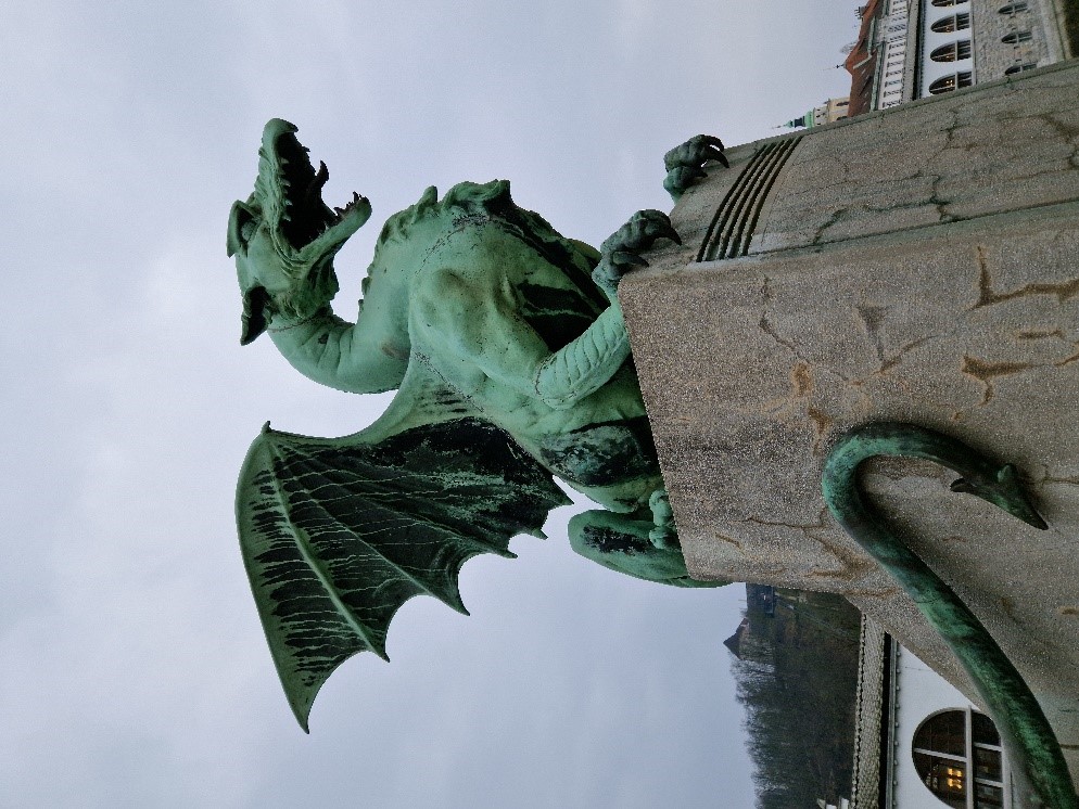  Photo 3. The dragon is the symbol of Ljubljana, and time was given for informal interaction between the instructors and participants during a walking tour of the city to sites including the famous Dragon Bridge.