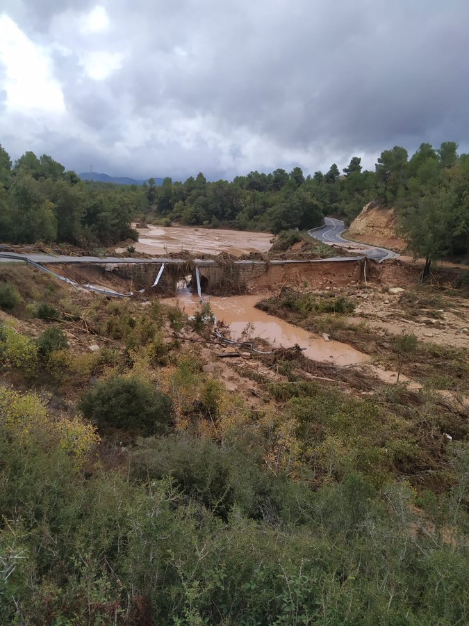 Flood damage in Catalonia, 23 October 2019. Credit: Civil Protection, Catalonia