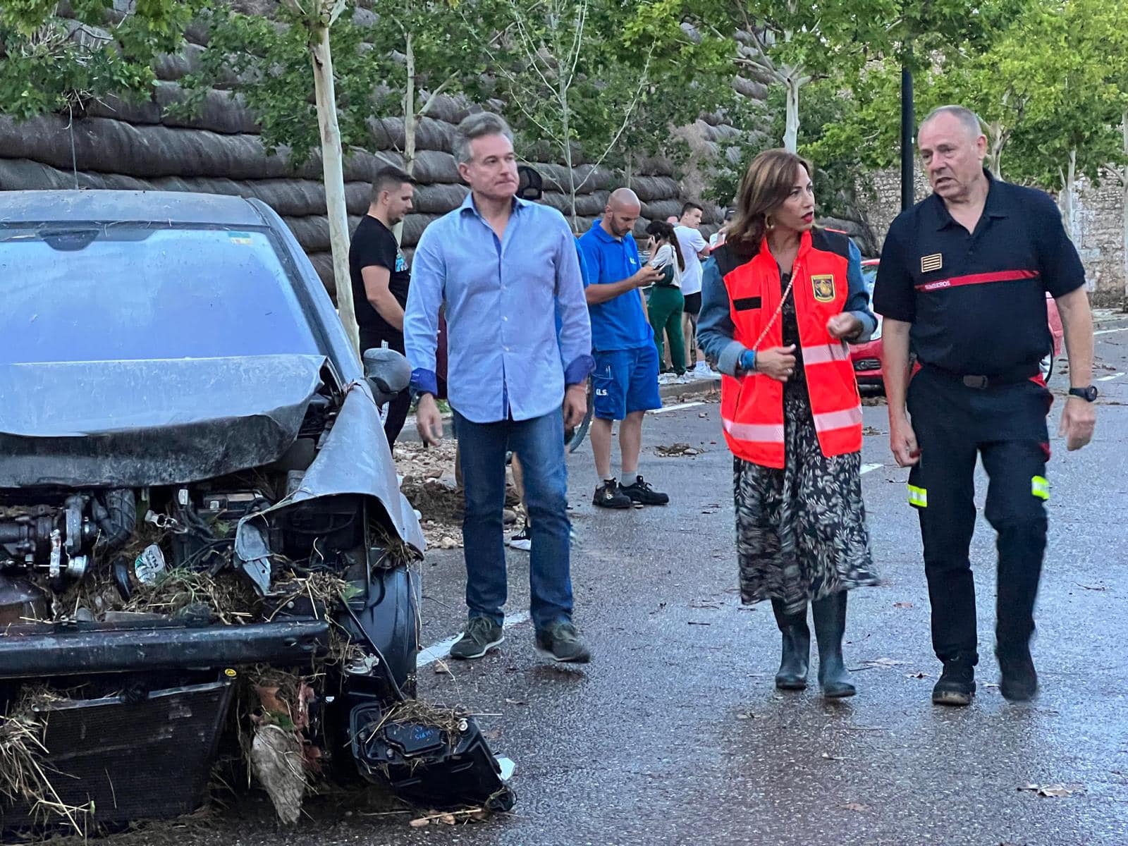 The Mayor of Zaragoza visited areas of Zaragoza soon after the floods on 06 July 2023.  Photo credit: Government of Zaragoza