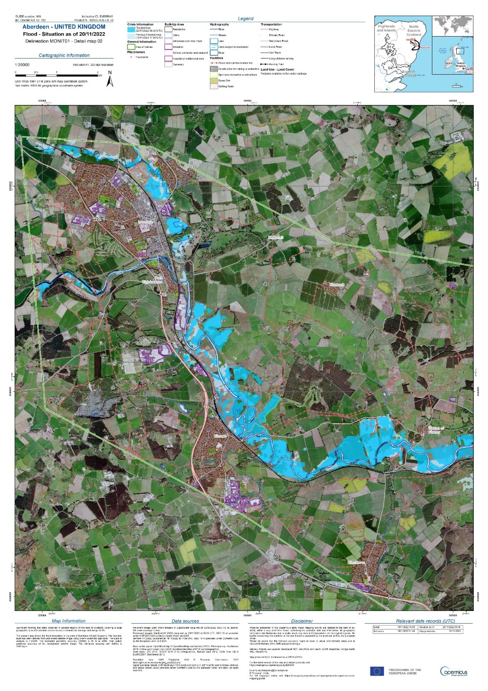 7.	Copernicus EMS image showing flooding along the River Don, Aberdeenshire, Scotland, United Kingdom in November 2022