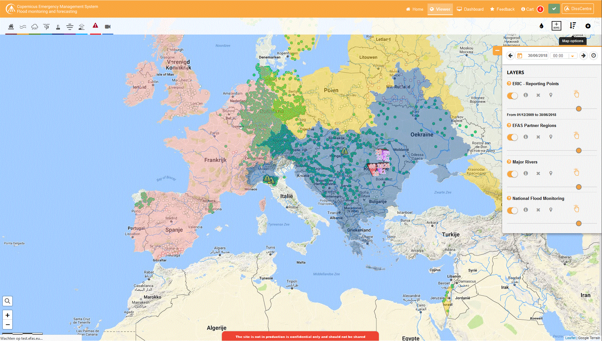 Screenshot of the new map viewer of the interface