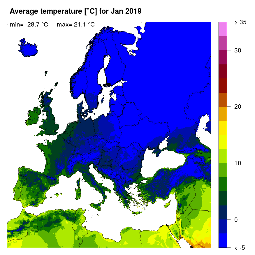 Figure 3. Mean temperature [°C] for January 2019.
