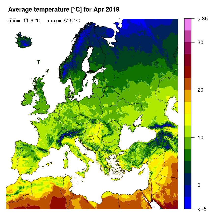 Mean temperature [°C] for April 2019.