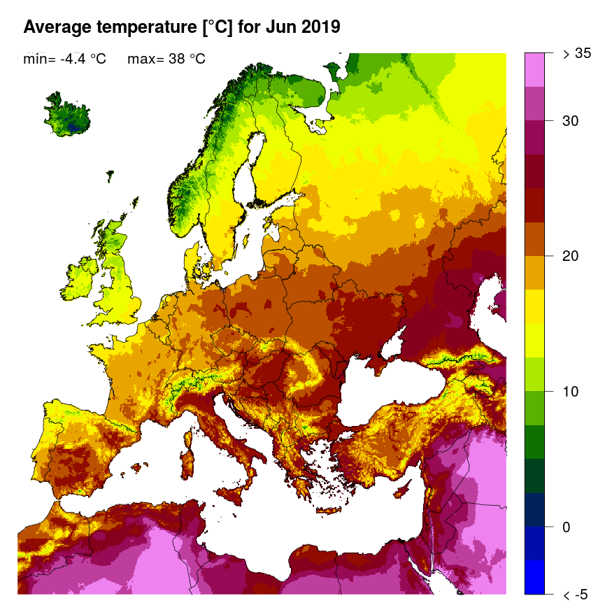 Figure 3: Mean temperature [°C] for June 2019.