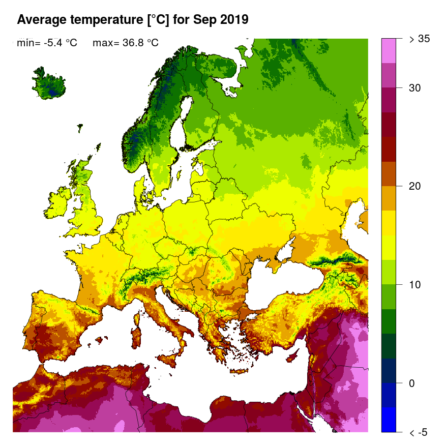 Figure 3. Mean temperature [°C] for September 2019.