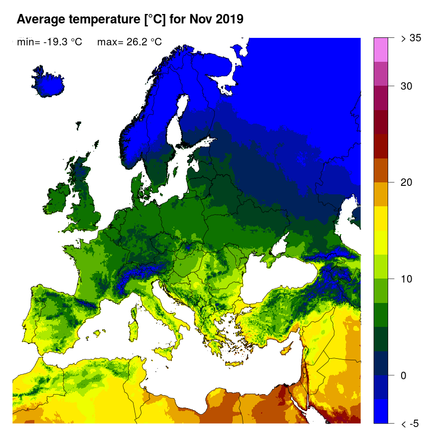 Figure 3. Mean temperature [°C] for November 2019.