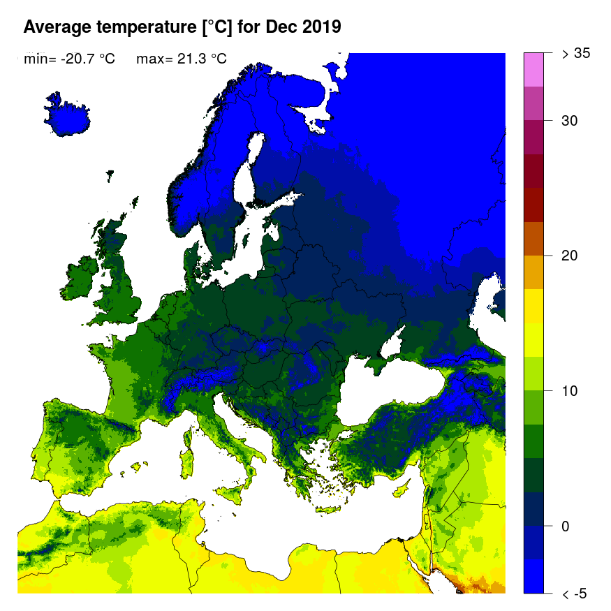 Figure 3. Mean temperature [°C] for December 2019.