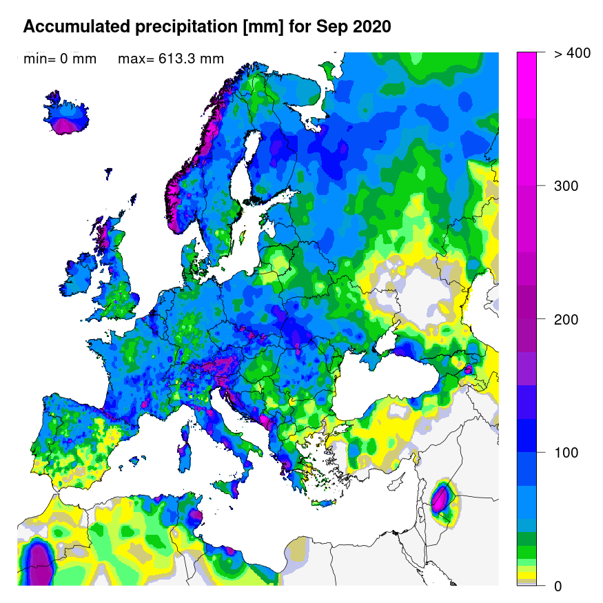 Figure 1. Accumulated precipitation [mm] for September 2020.