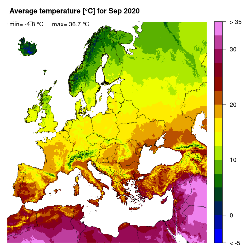 Figure 3. Mean temperature [°C] for September 2020.