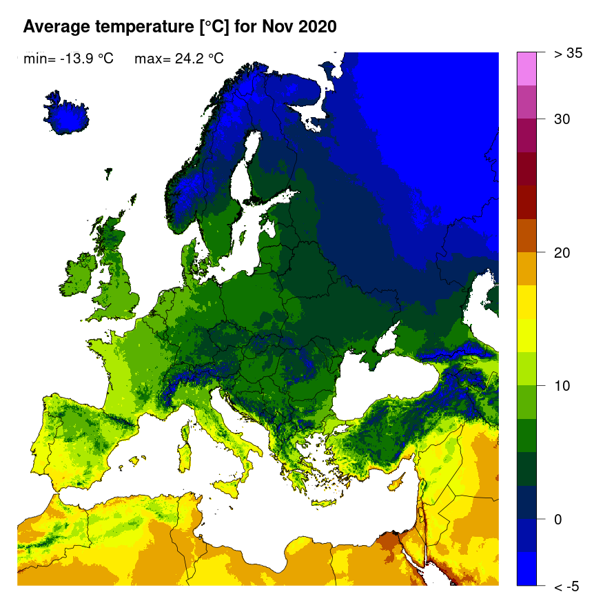 Figure 3. Mean temperature [°C] for November 2020.