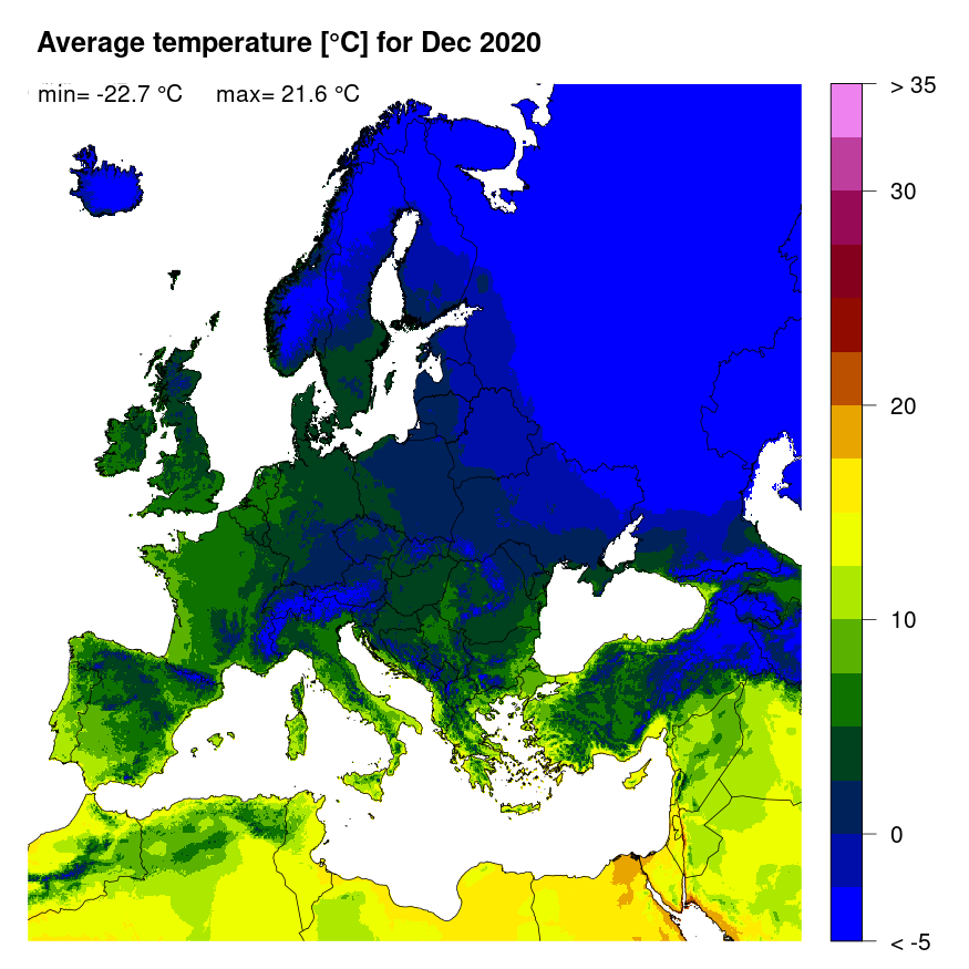 Figure 3. Mean temperature [°C] for December 2020.