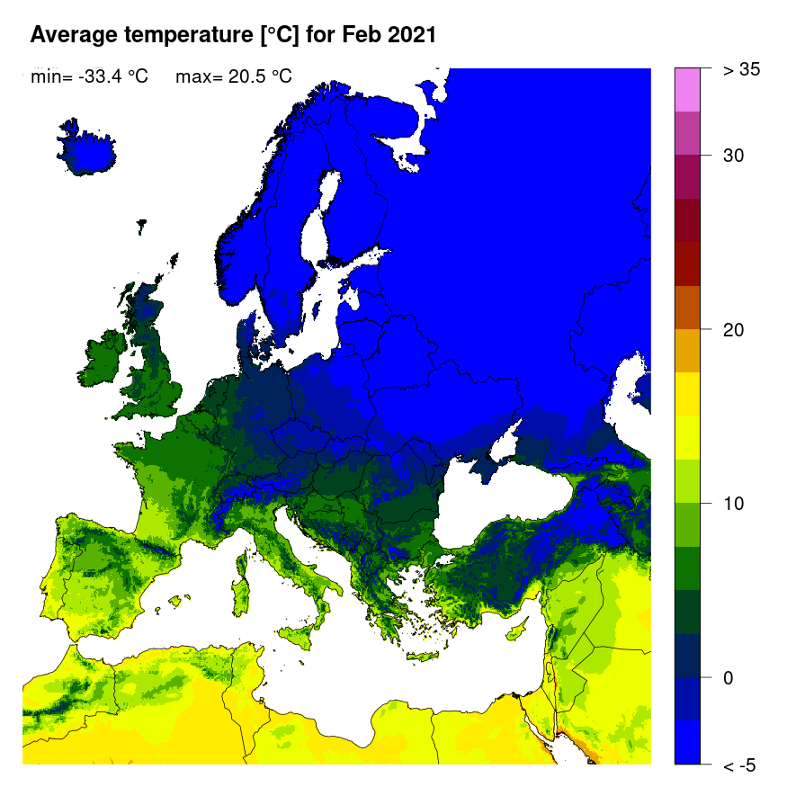 Figure 3. Mean temperature [°C] for February 2021.