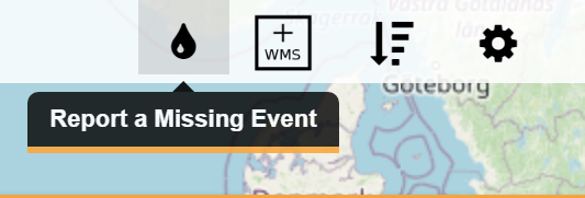 To report a missing event in EFAS - click the icon in the top right corner of the map viewer.