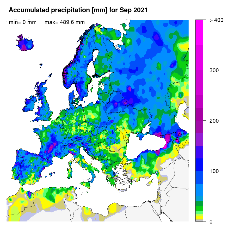 Figure 1. Accumulated precipitation [mm] for September 2021.