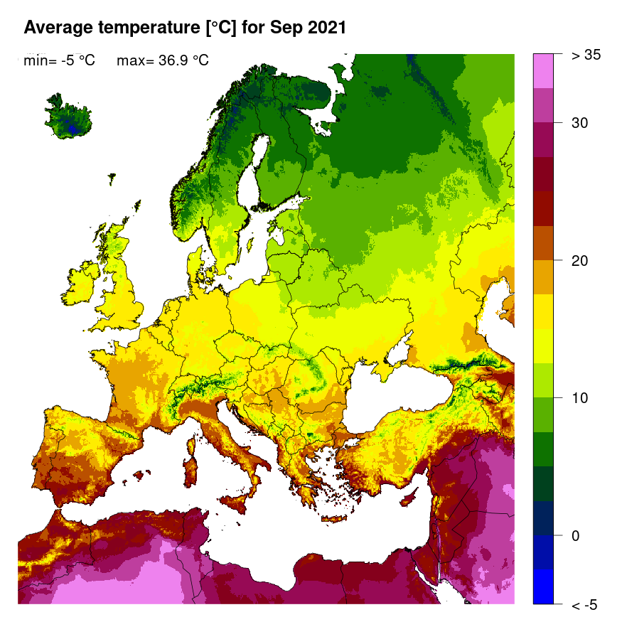 Figure 3. Mean temperature [°C] for September 2021.