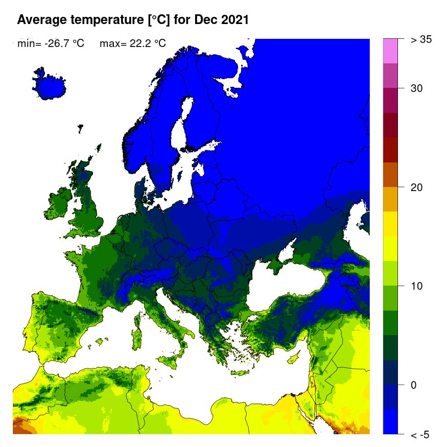 Figure 3. Mean temperature [°C] for December 2021.
