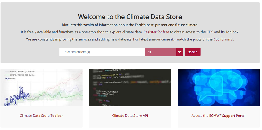 Climate Data Store homepage