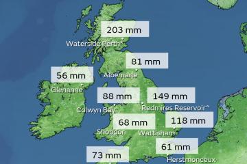 UK rainfall from Storm Babet. Credit: Met Office